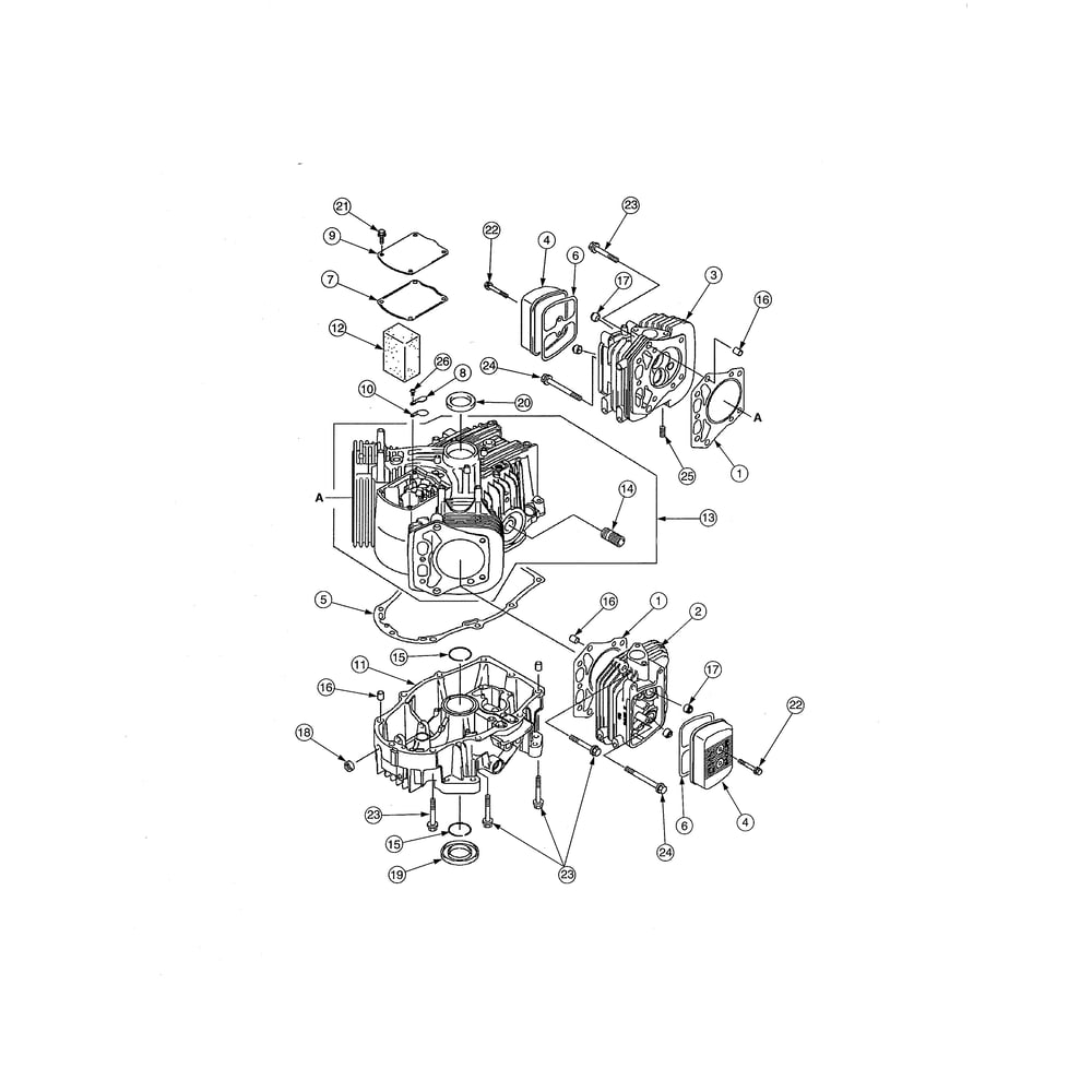 Cylinder/Crankcase Diagram and Parts List for 17AI2ACP756  Cub Cadet Lawn Tractor
